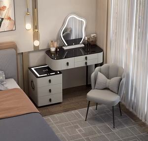 Meuble de chambre d'hôtel moderne avec rangement, coiffeuse intelligente avec chargement sans fil Bluetooth, <span class=keywords><strong>miroir</strong></span> LED à intensité variable - Product Image 4
