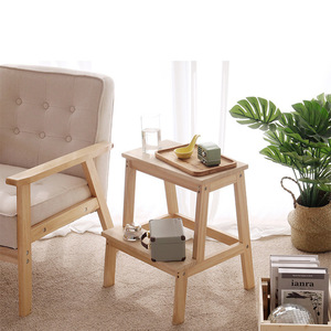Solid Wood Double Layer Step <b>Stool</b> Storage Side <b>Table</b> Minimalist Design Living Room Bedroom Furniture - Product Image 4