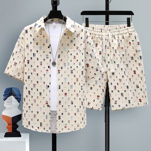 Vêtements de plage pour hommes en gros, ensemble de chemises et de shorts à manches courtes - Product Image 4