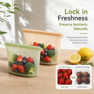 Reusable Silicone Food Storage <b>Bags</b> Airtight Leakproof <b>Meal</b> <b>Prep</b> Freezer Microwave Dishwasher Safe Eco Friendly Sandwich <b>Bags</b> - Product Image 2