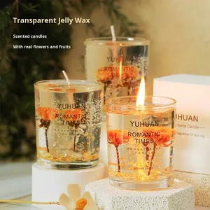 Vela de Cera de Soja Hecha a Mano con Flores Reales y Aroma a Gelatina, Fragancia Creativa para Interiores, Dormitorio, Aromaterapia, Regalo para el Día de San Valentín - Product Image 1