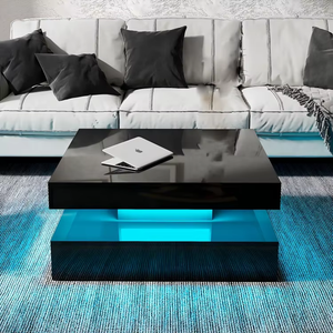 <span class=keywords><strong>Mesa</strong></span> de Centro Moderna de Diseño 2026, Cantidad Mínima de Pedido 50 Piezas, <span class=keywords><strong>Mesa</strong></span> de Centro Cuadrada de Alto Brillo en <span class=keywords><strong>Gris</strong></span> y Blanco con LED para Sala de Estar - Product Image 4