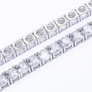 Hip Hop personalizado 2mm 3mm 4mm 5mm 6mm 925 prata esterlina moissanite GRA jóias cadeia de tênis colar pulseira