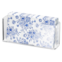 Boîte à mouchoirs rectangulaire transparente en Lucite avec imprimé floral bleu, support de serviettes de cocktail, organisateur de rangement de table pour mariage et fête