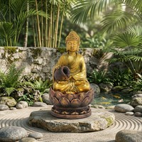 Fuente de Buda con Cascada Recirculante y Recipiente Luminoso - Regalo Relajante para Meditación, para Uso en Interiores y Exteriores