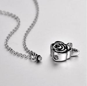 Colgante de urna de amuleto europeo y americano, joyería conmemorativa de cremación, cenizas de flor de Rosa, collar - Product Image 6