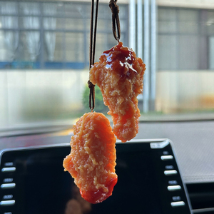 KI liangpeng : Décorations de voiture suspendues : cuisses de poulet frites, ailes, frites, pendentifs alimentaires, décorations pour rétroviseur de voiture, <span class=keywords><strong>inter</strong></span> - Product Image 1