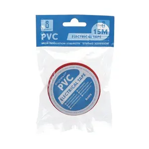 Nastro isolante in PVC, spessore 0,13 mm, larghezza 17 mm, lunghezza 15 m, colore rosso, ideale per isolamento elettrico e - Product Image 2