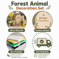 Kit de décoration moderne pour fête d'anniversaire de bébé sur le thème de la forêt (ours, girafe) vert sauge, impression numérique, toile de fond pour le centième jour de bébé KT
