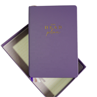 Cahier d'agenda hebdomadaire en lin violet personnalisé de 2025 à 2026 couverture A5 à couverture rigide pour emballage cadeau de liste de tâches quotidiennes annuelles
