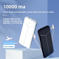 Batterie externe légère personnalisée en plastique de 10000 mAh à charge rapide, multi-sorties, avec câble et prise, logo personnalisé, vente en gros