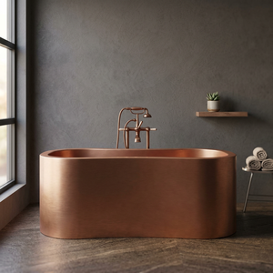 Bañera Ovalada de Cobre Moderna Independiente, Bañera de Metal para Adultos - Artesanía India - Product Image 3