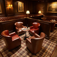 Fauteuil lounge commercial en cuir, style vintage, fauteuil club rembourré en PU pour restaurant, café, bar, hall d'hôtel, salon de thé