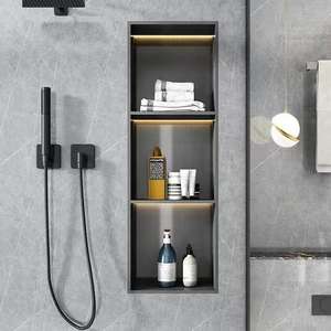 Mueble de Baño con Espejo de Maquillaje Flotante con Marco de Metal y Encimera de Pizarra de Diseño de Madera Contrachapada, con Lavabo y Cajón - Product Image 4