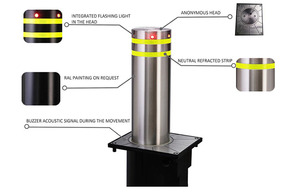 Thủy lực tăng bollards tự động khí nén có thể thu vào cổng rào cản điện điều khiển từ xa bãi đậu xe bollards rào cản giao thông - Product Image 2