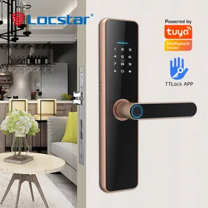 Locstar – carte sans clé, chiffres de sécurité Tuya, poignée électronique électrique, Ttlock, wi-fi, clés numériques, serrure de porte intelligente, empreinte digitale