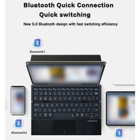 Teclado Inalámbrico Recargable JOMAA de Cuero, Plegable en Tres Partes, con Mouse y Panel Táctil, Compatible con Windows, iOS y Android