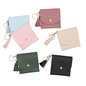 Female Coin <b>Purse</b> with Tassel <b>Small</b> Wallet With Keychain Credit PU Leather Thin Card Holder - Product Image 1