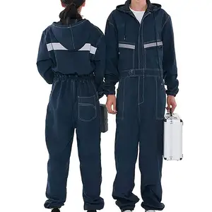 Coverall baju kerja pelindung keselamatan, baju las aman, tugas berat dengan saku, overall las reflektif, setelan Boiler poli katun