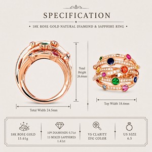 แหวนหลายชั้นประดับเซอร์คอนหลากสีประกายระยิบระยับสไตล์ใหม่ - Product Image 2