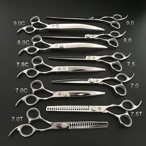 2024 8.0 Inches Professional Pet Dog Grooming Scissors Shears Curved Curve Blade Factory Large Size 440C Cobalt Steel P01