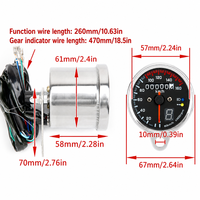 Compteur de vitesse numérique universel pour moto, 12V, affichage LCD avec indicateur de vitesse, double odomètre, jauge à rétroéclairage LED