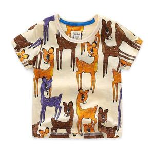 Impression de t-shirts pas chers pour enfants, t-shirts d'été unis sans marque avec impression de dessins animés, prix de gros - Product Image 1
