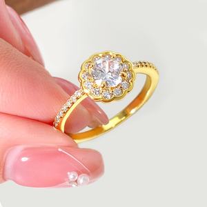 Anillos de Estilo Simple, Joyería de Latón, Chapado en Oro, Anillo de Eternidad con Circonita Cúbica Brillante para Mujer - Product Image 6