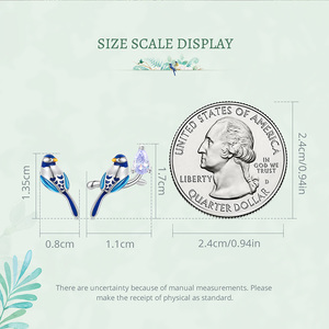 Pendientes de tuerca de Plata de Ley 925 con diseño de pájaros para mujer, joyería de circonia cúbica púrpura, con diseño de pájaros delicados, para regalo, BSE691 <span class=keywords><strong>Bamoer</strong></span> - Product Image 6