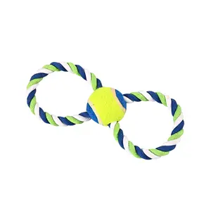 Teeth Cleaning Tug of War Cotton Rope Medium Large Dog Chew Toy With Tennis Ball