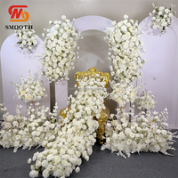 SMOOTH blanco y marfil crema rosa flores Swag flores corredor para sofá boda arreglo Floral guirnalda para decoración de eventos