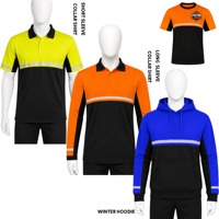 Kaos Polo dan Hoodie Reflektif Hi Vis Khusus, Cepat Kering, Dua Warna, Seragam Kerja Keselamatan untuk Pekerja Konstruksi