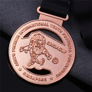 Medallas deportivas de tenis de mesa, accesorio de <span class=keywords><strong>metal</strong></span> fundido a medida, competición, oro, con cinta - Product Image 5