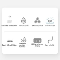 Humidificateur industriel ultrasonique de grande capacité 15L, lampe germicide UV, silencieux (36-45dB), élimination de la poussière en atelier, supermarché, fruits
