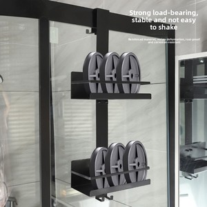 Étagère <span class=keywords><strong>de</strong></span> salle <span class=keywords><strong>de</strong></span> bain suspendue en acier inoxydable noir, style minimaliste moderne, sans perçage, pour rangement <span class=keywords><strong>de</strong></span> toilettes et derrière la porte <span class=keywords><strong>de</strong></span> la salle <span class=keywords><strong>de</strong></span> bain - Product Image 3