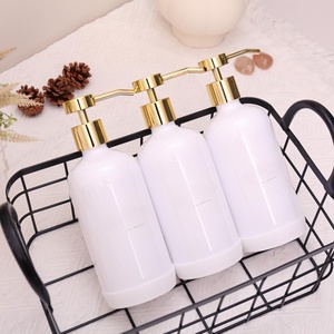 Ensemble de pots de crème corporelle cosmétique de luxe en or blanc 2oz 4oz 6oz 8oz et flacon pompe pour shampoing avec bouchon supérieur à disque doré - Product Image 4