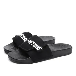 Sandalias deslizantes de PVC para hombre, zapatillas de playa, color negro, para verano
