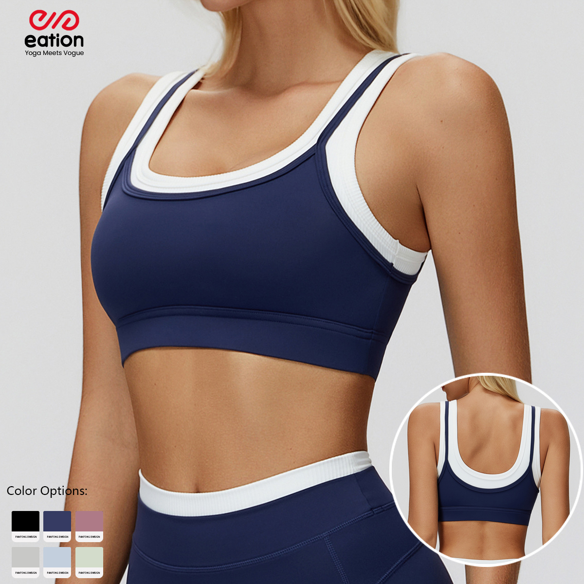 Sports Bra for Women High Support Ribbed Color Block Stylish Dual Layer Workout Yoga Fitness Running Gym Activewear Sports Bras