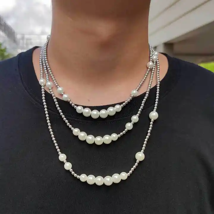 Buy Mens Pearl Necklace With Blue Hematite, Pearl Necklace Men, Harry  Styles Necklace, Real Pearl Necklace for Men, Gifts for Men, Y2k Necklace  Online in India - Etsy