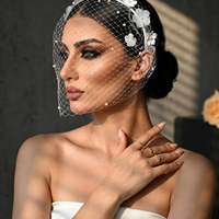 YouLaPan VA27 blanc Organza 3D fleur mariée fête voile mariage cérémonie Photo accessoires mystérieux fard à joues visage couverture