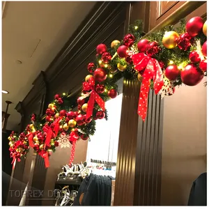 Grinalda de malha de natal em pvc para exterior, guirlanda de luzes LED luxuosa para decoração de Natal grande