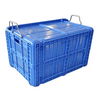 Caisse en plastique avec poignées métalliques, ventilée, empilable, réutilisable, boîte de rangement pour fruits et légumes