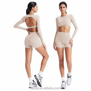 Completo Sportivo da <span class=keywords><strong>Donna</strong></span> Slim-Fit 2 Pezzi, Abbigliamento Yoga ad Asciugatura Rapida, Tuta da Corsa e Fitness con Orlo Svasato - Product Image 1