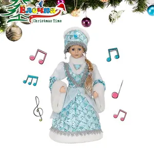 SOTE Dekorasi Boneka Musik Gadis Salju Biru Kustom Mainan Elektrik Swakriya Natal Bernyanyi Rusia