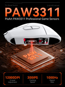 Souris de jeu sans fil ergonomique avec capteur Paw3311, rechargeable par USB-C, 6 boutons programmables, touches latérales pour PC/ordinateur portable/Mac - Product Image 3