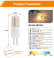 Ampoule LED G4 en forme de maïs AC/DC 12V 2W sans scintillement 250LM 360 degrés, lampe bi-broches 2700-6500K pour lustre et applique murale