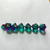 Dés numériques bicolores caméléon et dragon 7 ensembles avec panneau acrylique multi-faces pour jeu de donjon Logo personnalisé artisanat sculpté