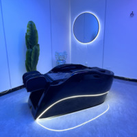 Mobilier de salon de coiffure de luxe moderne en gros, fauteuil inclinable, table de massage pour shampoing en cuir PU Xinshengzhi