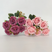 Bouquets de roses artificielles en soie pour décoration de mariage Bouquet de roses à 7 têtes Fleurs florales pour décoration de mariage