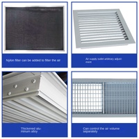 Diffuseur d'air carré en alliage d'aluminium à double couche, à grille verticale, à entrée d'air de retour, résistant à la pluie